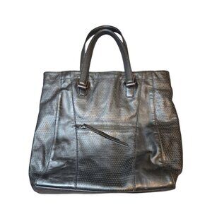 Black Genuine‎ Leather Shoulder Tote Bag Belle & Bloom